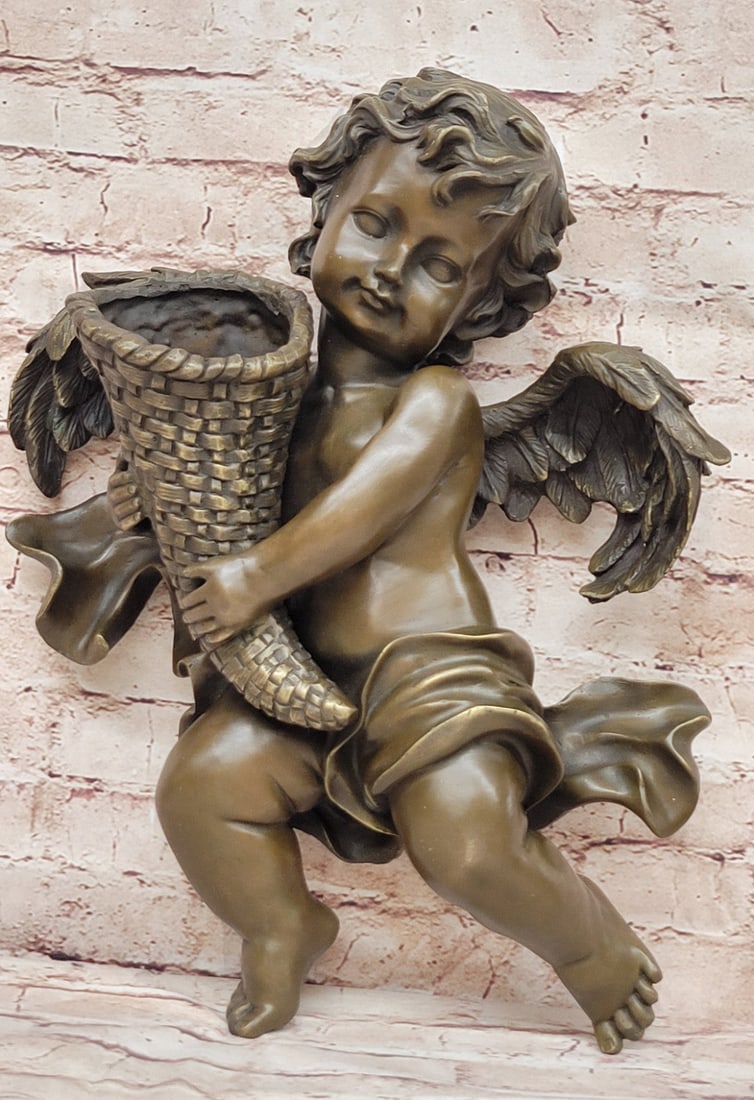 Vintage Baby Boy Angel Putti Bronze Statue Home Decor Gift: Condition: This sculpture is in perfect condition Bronze Dimensions :Height 16" x Width 12" Weight:21 LBS Inventory:31YCN079A13713 This exquisite bronze sculpture, handcrafted by the talented A. Morea