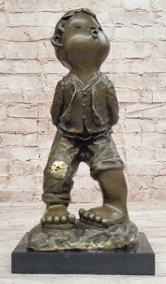 Collectible Miguel Lopez Chinese Boy Bronze Statue Fine Art Home Decor: Condition: This sculpture is in perfect condition Bronze Dimensions with Marble Base: Height 14.5" X Width 7" Marble Dimensions:7" X 4" Height without base:13.5 Weight:12 LBS Inventory:61YCN0035416 Th