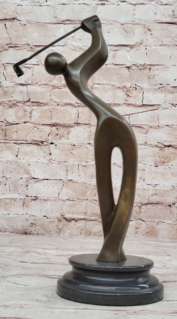 Unique Golfing Trophy Sculpture Signed Milo Abstract Golfer Artwork Decor (1 of 10)