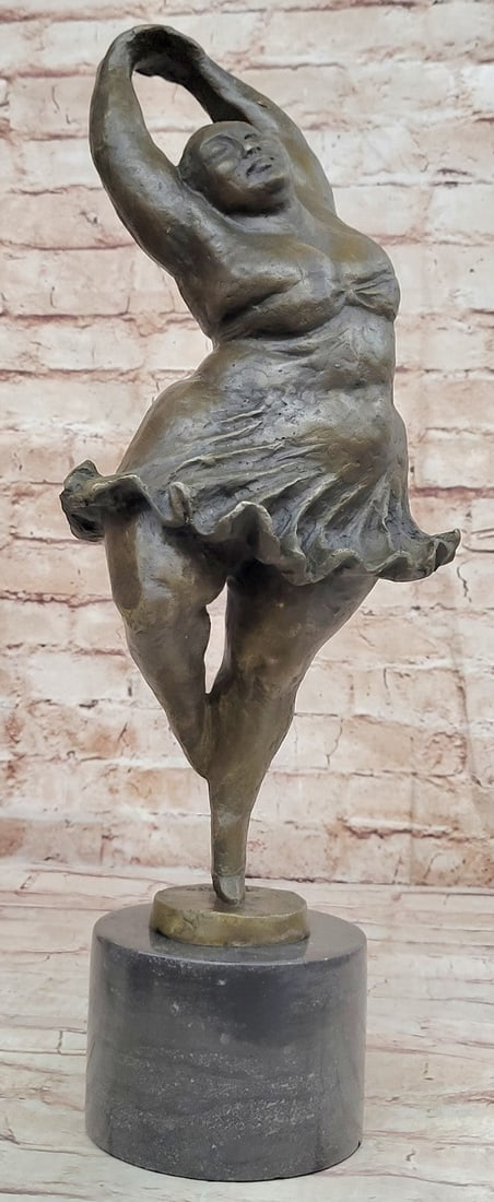 Dance Trophy Masterpiece Botero Bronze Statue - Collectible Art with Unique Elegance: Condition: This sculpture is in perfect condition Bronze Dimensions with Marble Base: Height 18" X Width 7" Marble Dimensions: Diameter 4 1/2" Height without base:15" Weight:16 LBS Inventory:14EP35669