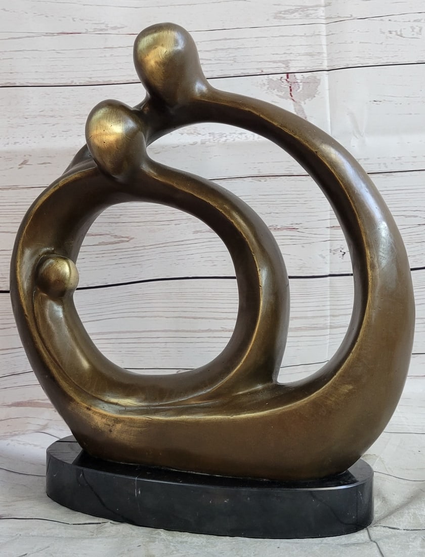 Abstract Modern Romance Bronze Statue by Fransisci Lost Wax: Condition: This sculpture is in perfect condition Bronze Dimensions with Marble Base: Height 14" X Width 12" Marble Dimensions: Diameter 9.5" Height without base:13" Weight:19LBS Inventory:49CN1621156