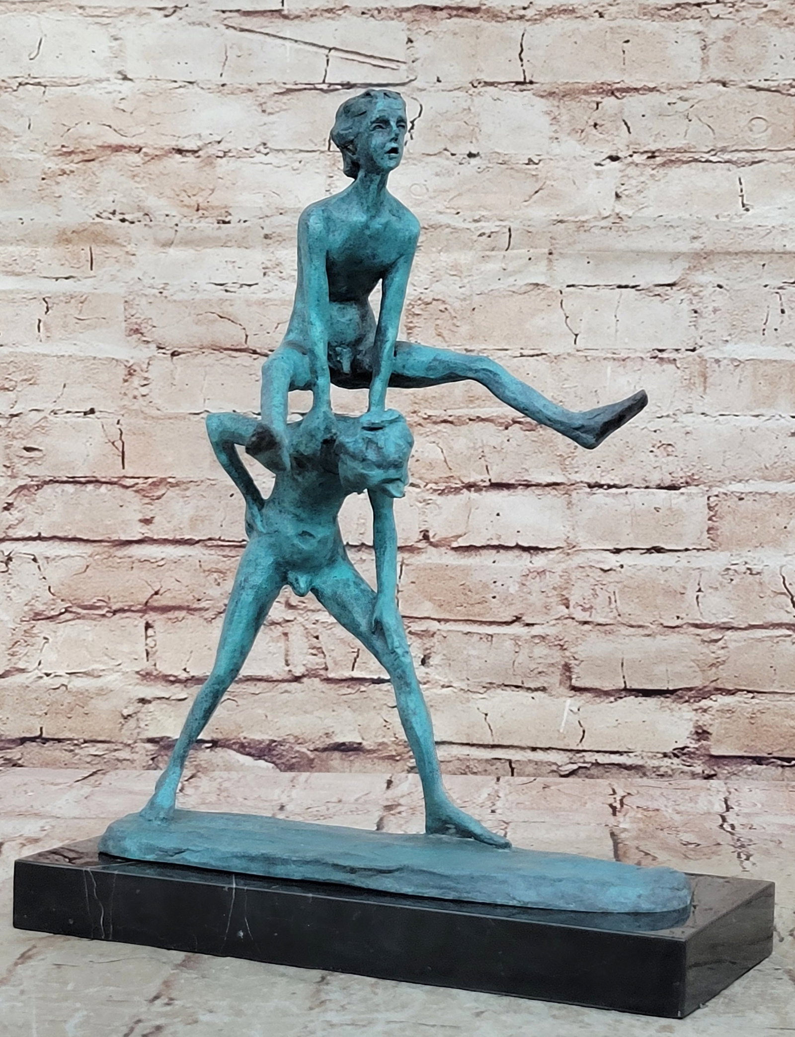 Hot Cast Children Playing Leapfrog Bronze Sculpture Collectible Art Decor: Condition: This sculpture is in perfect condition Bronze Dimensions with Marble Base: Height 15 1/2" X Width 11 1/2" Marble Dimensions:11 1/2" X 4 1/2" Height without base:14 1/2" Weight:12 LBS Invent