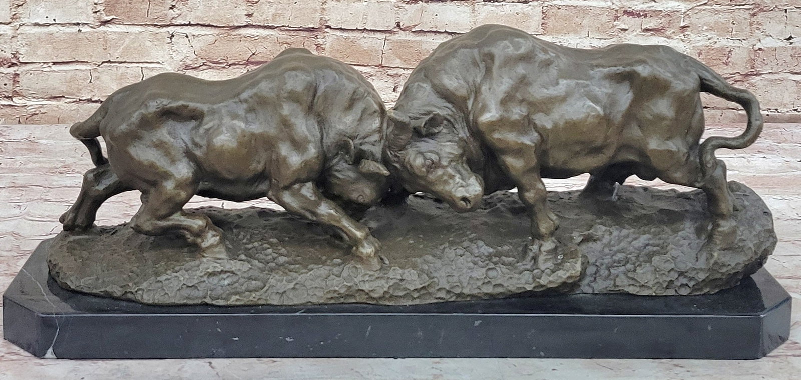 Genuine Solid Heavy Bronze Figurine by Milo: Toro Duo Hand Made Art (1 of 10)