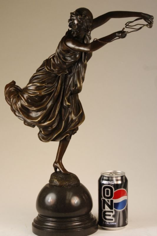 Hand Made Museum Quality Work Sexy Woman W/ Rope 100% Solid Bronze Sculpture Art: Condition: This sculpture is in perfect condition Bronze Dimensions with Marble Base: Height 19.5" X 16.5" Marble Dimensions: Diameter 6" Height without base:15.5" Weight:17 LBS Inventory:41EP21114014