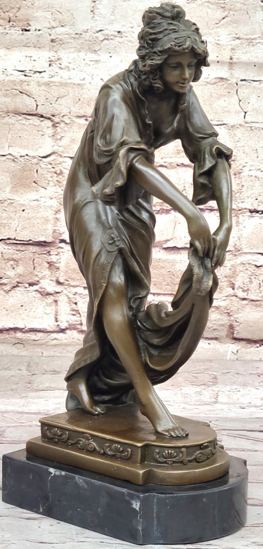Unique Nouveau Figurine: 'Shawl Dancer' C J R Colinet Signed Bronze Statue: Condition: This sculpture is in perfect condition. Bronze Dimensions with Marble Base: Height 12.5" x Width 6" Marble Dimensions:6" X 4" Height without base:11.5" Weight:9 LBS Inventory:27EP6397072 Th
