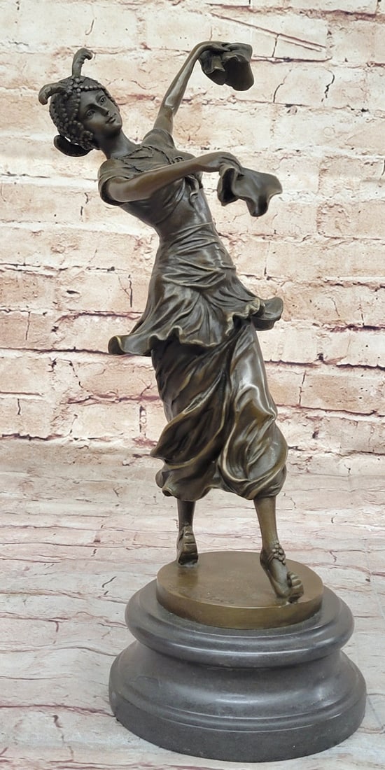 Fine Artwork Elegance: Turkish Dancer Bronze by CL. J R Colinet - Collector's Piece: Condition: This sculpture is in perfect condition. Bronze Dimensions with Marble Base: Height 15" x Width 10" Marble Dimensions: Diameter 5.5" Height without base:13" Weight:10 LBS Inventory:27EP63564