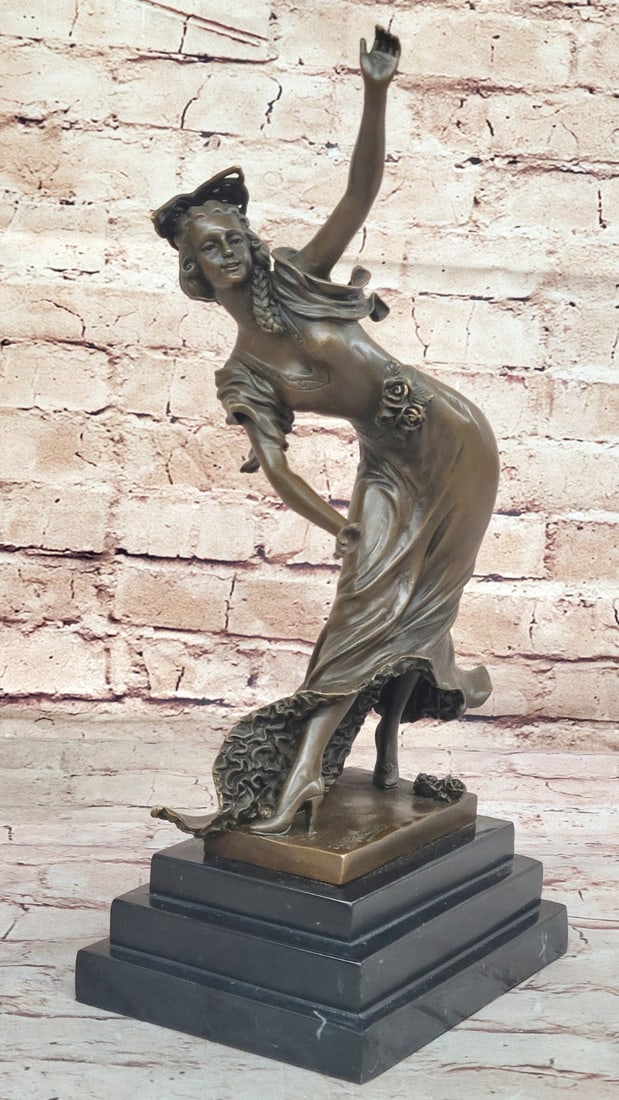 Timeless Artwork: Colinet's Handmade Bronze Sculpture - Spanish Dancer, Art Deco: Condition: This sculpture is in perfect condition. Bronze Dimensions with Marble Base: Height 14.5" X Width 7" Marble Dimensions:7" X 5" Height without base:12:" Weight:12 LBS Inventory:27EP6377172 Im