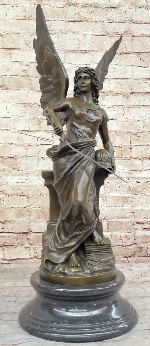 Collector`s Edition: Mario Nick`s Nike Goddess - Handcrafted Bronze Artwork: Condition: This sculpture is in perfect condition Bronze Dimensions with Marble Base: Height 29" x Width 11" Marble Dimensions: Diameter 11" Height without base: 25" Weight:47 LBS Inventor:18EP0902621