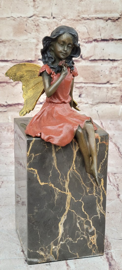 Handcrafted Bronze Fairy Angel Sculpture: Miguel Lopez or Milo's Original Artwork: Condition: This sculpture is in perfect condition Bronze Dimensions with Marble Base: Height 9" X Width 8" Marble Dimensions:3" X 3" Height Without base 6.5" Weight:8 LBS Inventory:91EP715C3619 This e