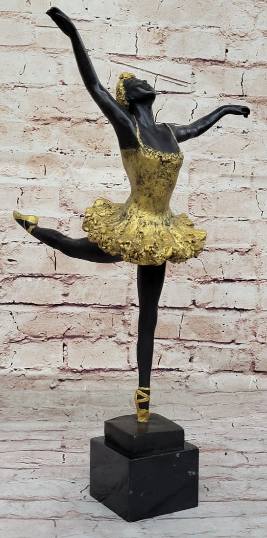 Signed Milo Bronze Sculpture: Ballerina Dance Trophy, Hot Cast Art Deco Decor: Condition: This sculpture is in perfect condition. Bronze Dimensions with Marble Base: Height 16" X Width 9" Marble Dimensions:2.5" X 2.5" Height without base:14" Weight:7 LBS Inventory:42LE020J6724 A