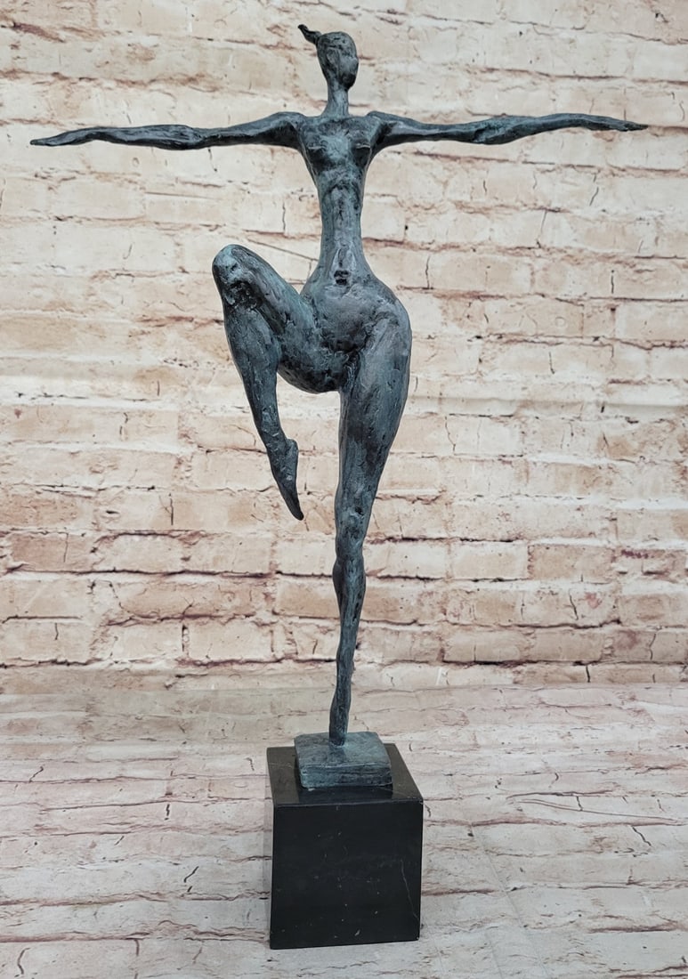 Miguel Lopez or Milo Art: Abstract Ballerina, Hot Cast Bronze Sculpture Statue: Condition: This sculpture is in perfect condition. Bronze Dimensions with Marble Base: Height 20" X Width 14" Marble Dimensions:3" X 3" Height without base:17" Weight:9 LBS Inventory:27LE052HL72 The a