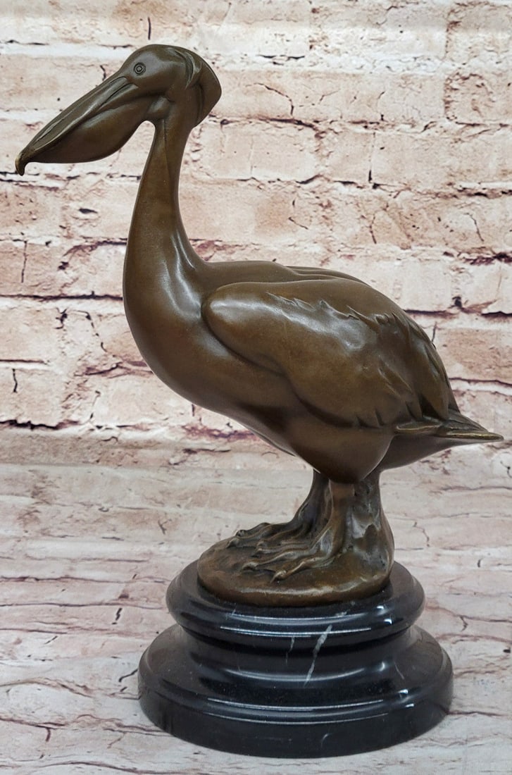 Collector Edition Stork Bird Bronze Sculpture by Milo: Handcrafted Artwork: Condition: This sculpture is in perfect condition Bronze Dimensions with Marble Base: Height 12.5" X Width 10" Marble Dimensions: Diameter 6" Height without base:10.5" Weight:11 LBS Inventory:64AL4457