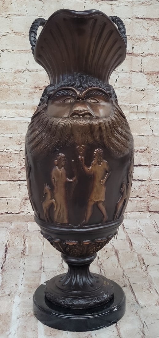 Hand Made Roman Empire Vase by Falconet: Limited Edition Bronze Sculpture: Condition: This sculpture is in perfect condition. Bronze Dimensions with Base: Height 18" X Width 10" Marble Dimensions: Diameter 6" Height without base:17" Weight:18 LBS Inventory:535631817535 Intro