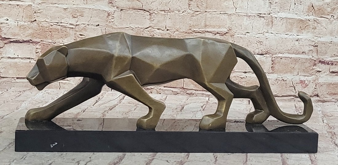Fransisci Bronze Mountain Lion Sculpture: Home Office Modern Art Decor: Condition: This sculpture is in perfect condition Bronze Dimensions with Marble Base: Height 6.5" X Width 17.5" Marble Dimensions:17" X 4" Height without base:5.5" Weight:14 LBS Inventory:28YCN1816282