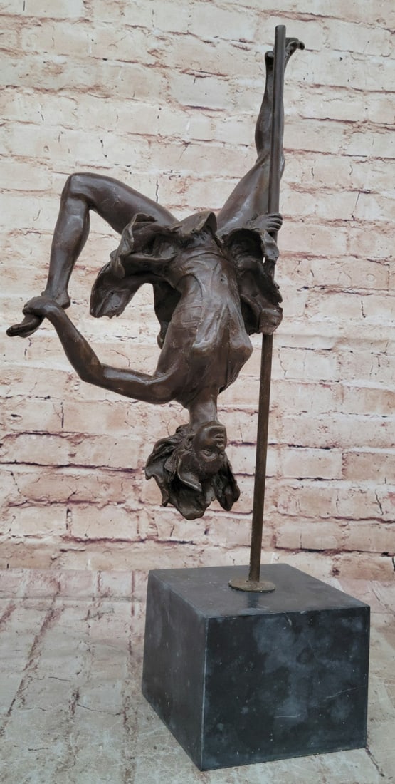 Hand Made Aldo Vitale Gymnast Bronze Sculpture Female Dancer Collectible Movie Prop: Condition: This sculpture is in perfect condition. Bronze Dimensions with Marble Base: Height 20" X Width 14" Marble Dimensions:5" X 5" Height without base:16.5" Weight:14 LBS Inventory:14XNCH5958541 