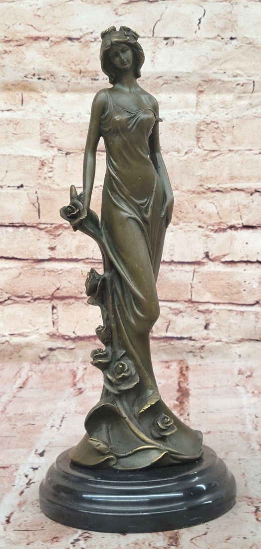 Kassin Bronze Sculpture Sexy Nymph Standing Figure Signed Collectible Lost Wax Statue: Condition: This sculpture is in perfect condition. Bronze Dimensions with Marble Base: Height 13" X Width 5" Marble Dimensions: Diameter 5" Height without base:36" Total Weight:5 LBS Inventory:39YRD13