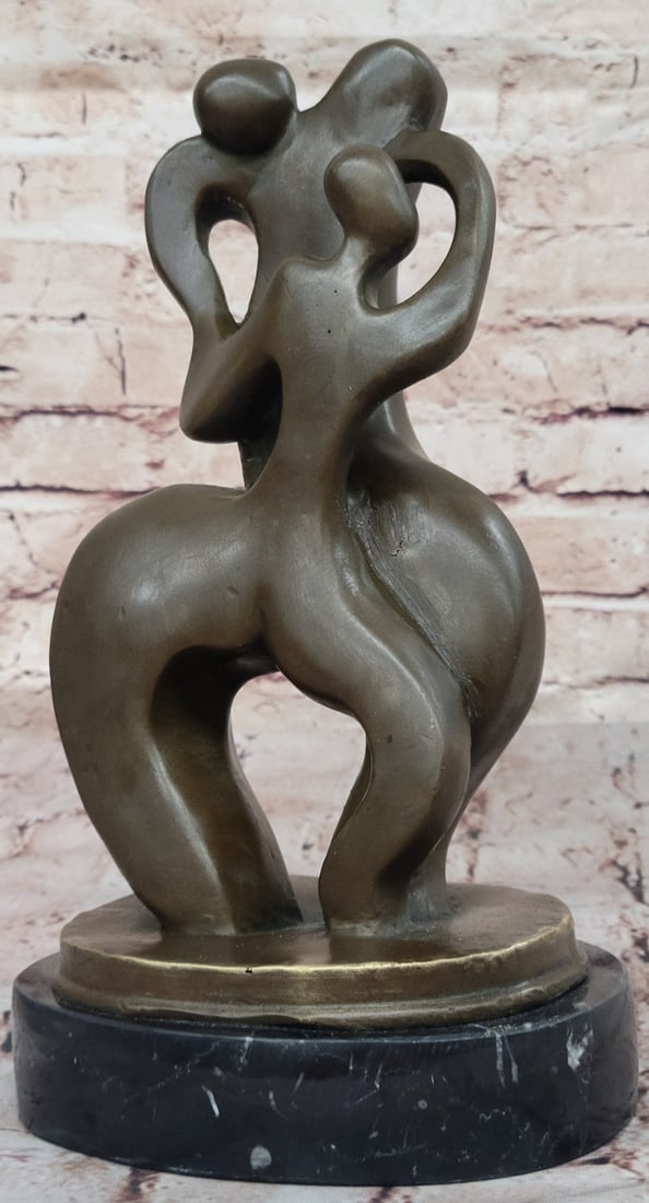 Modern Bronze Dancer Couple Sculpture Signed Original Abstract Home Decor Figurine: Condition: This sculpture is in perfect condition. Bronze Dimensions with Marble Base: Height 10.5" X Width 5.5" Marble Dimensions: Diameter 5.5" Height without base:9.5" Weight:7 LBS Inventory:15YRD1