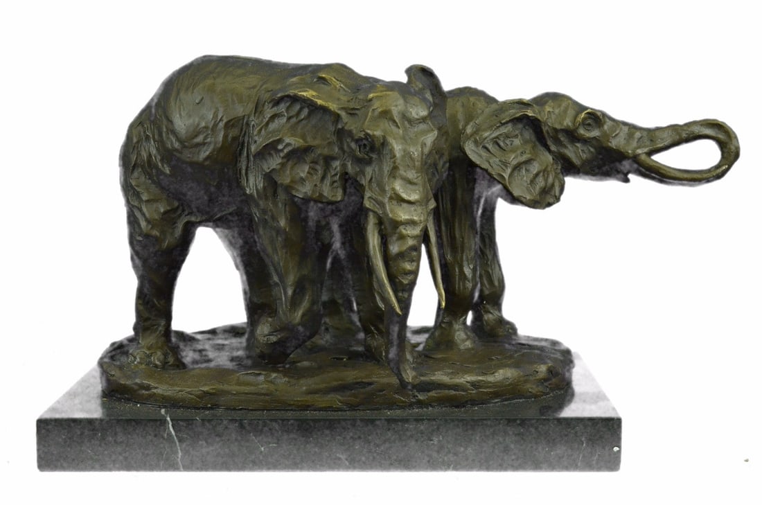 Bronze Sculpture Art Deco Walking Happy Elephants Bronze Sculpture Home Decor (1 of 9)