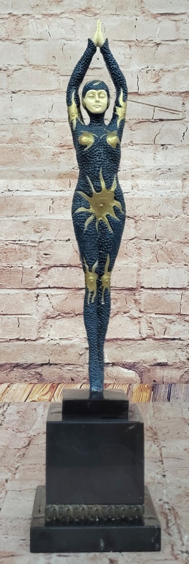 Bronze Art Deco Egyptian Dancer by Chiparus Hot Cast Collectible Starfish Figurine: Condition: This sculpture is in perfect condition. Bronze Dimensions with Marble Base: Height 18.5" X Width 4" Marble Dimensions: 4" X 4.5" Height without base: 14.5" Weight:8 LBS Inventory:67EP184MC7