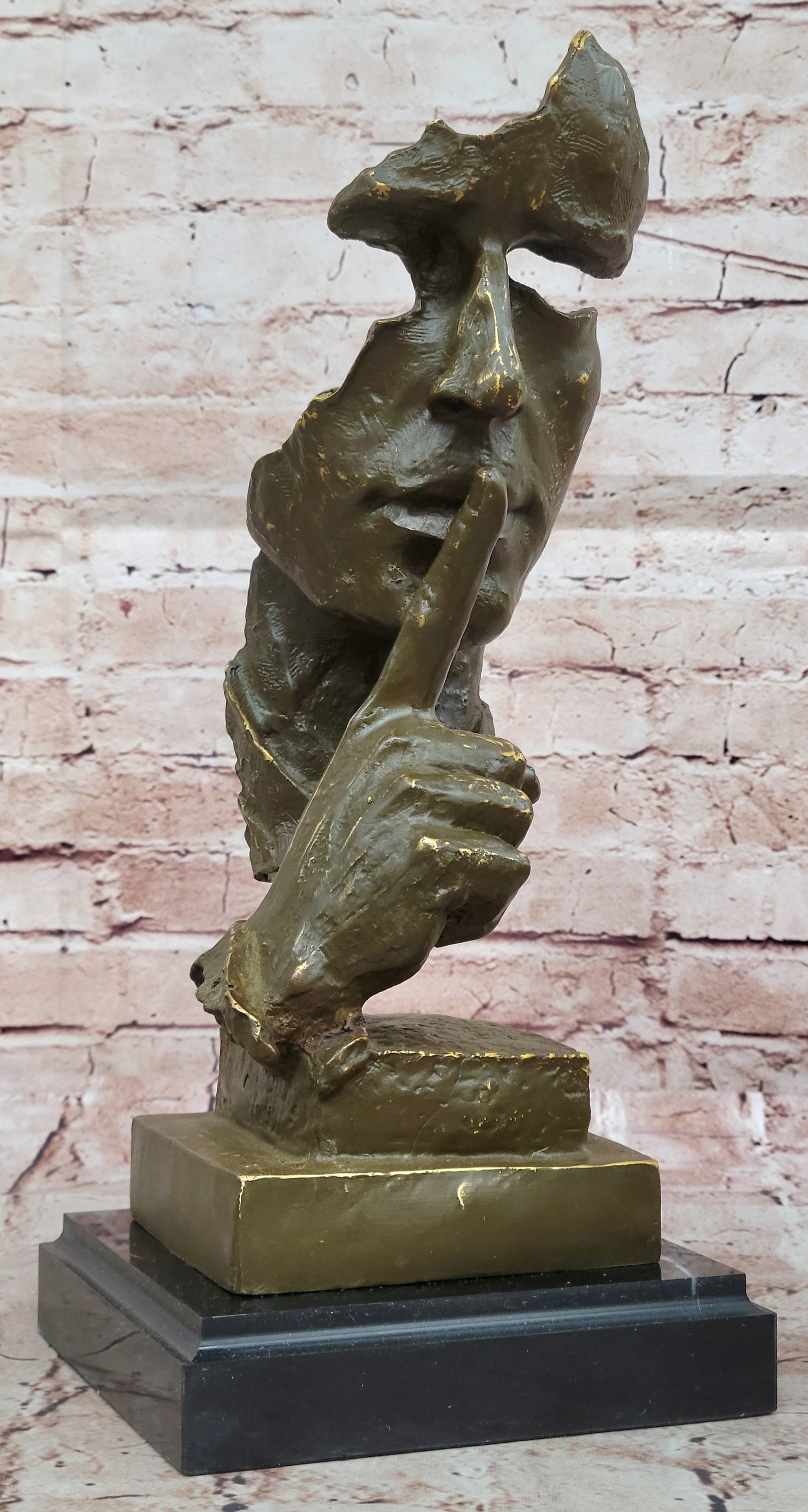 Modern Art Bronze Sculpture Statue by Salvador Dali Silent Man Collectible Home Figurine: Condition: This sculpture is in perfect condition. Bronze Dimensions with Marble Base: Height 14" X Width 6" Marble Dimensions:6" X 6" Height without base:13" Weight:11 LBS Inventory:61GTS0606316 This
