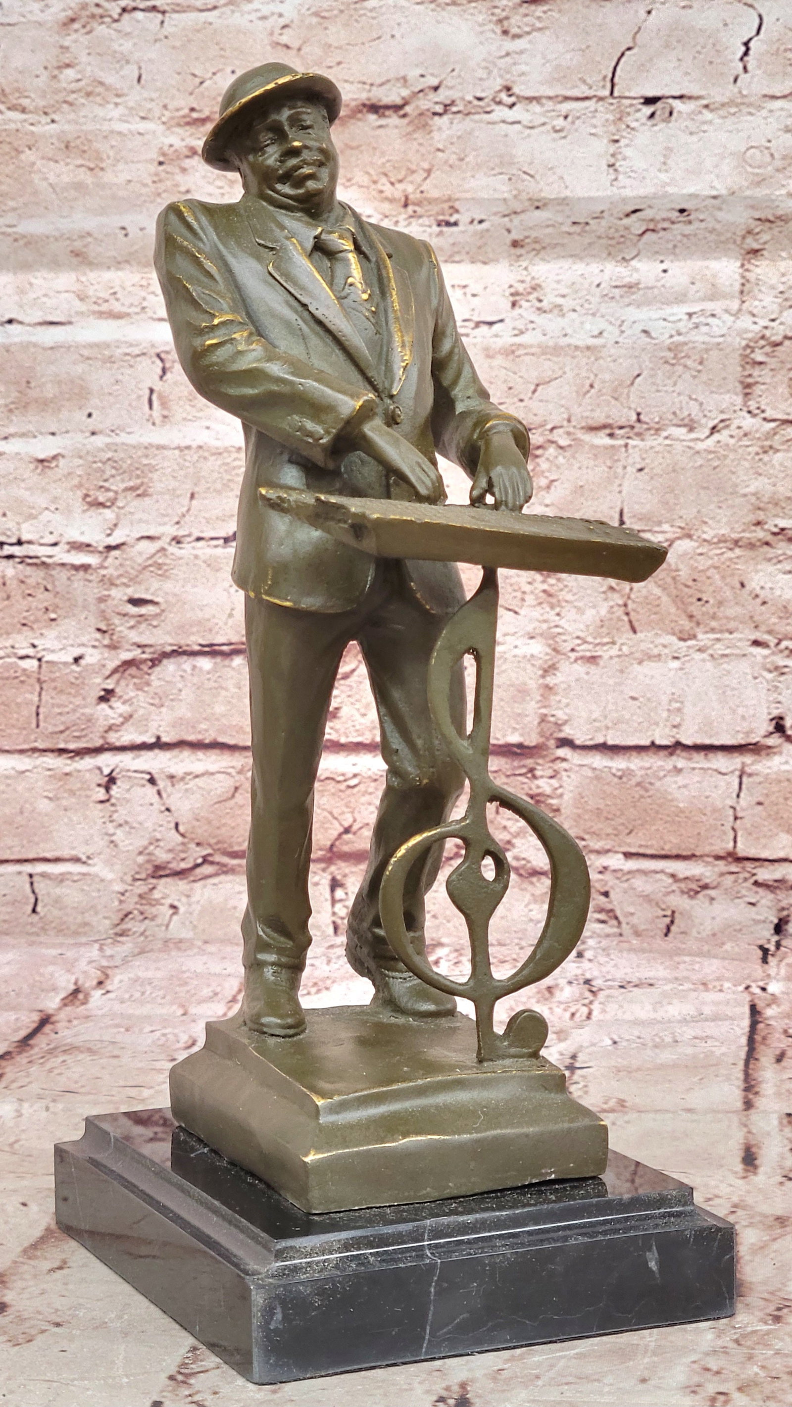 Signed Bronze Statue Black American Pianist Playing Keyboard Music Figurine by Williams: Condition: This sculpture is in a very good condition. Bronze Dimensions with Marble Base: Height 12" X Width 6" Marble size:6" X 4.5" Height without base:11" Weight:8 LBS Inventory:58GTS311-26285 Thi