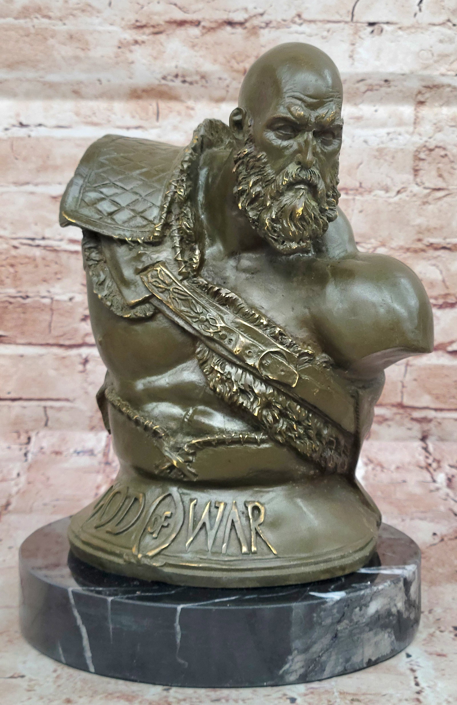Kratos Warrior Bust Bronze Statue Signed Original Figurine God of War Hot Cast Art: Condition: This sculpture is in perfect condition. Bronze Dimensions with Marble Base: Height 12" X Width 8" Marble Dimensions: Diameter 8" Height without base:11" Weight:13 LBS Inventory:25GTS83352 U