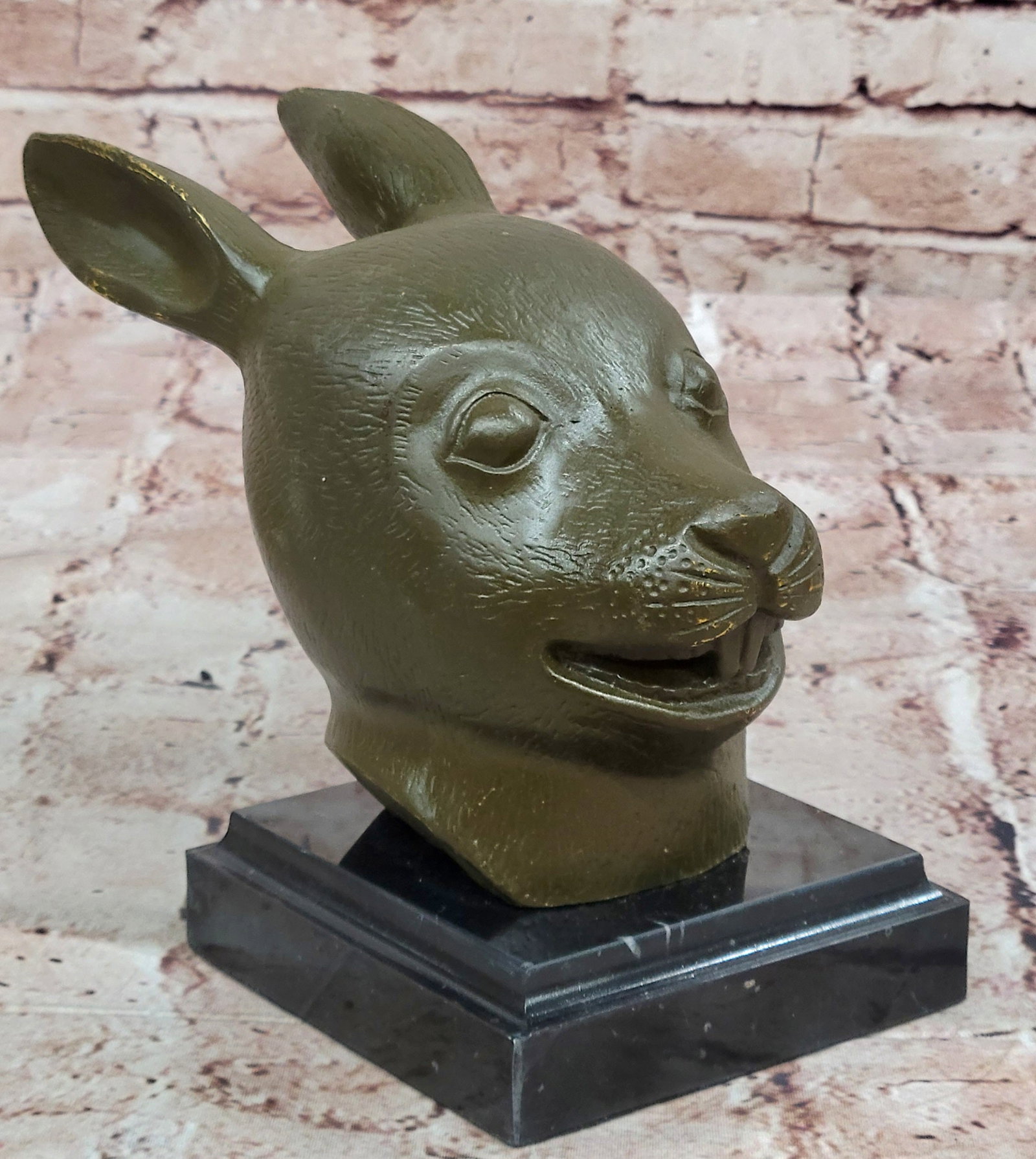 Chinese Zodiac Rabbit Bronze Sculpture ? Signed by Yanez, Hot Cast Figurine: Condition: This sculpture is in perfect condition Bronze Dimensions with Marble Base: Height 6" X Width 8" Marble Dimensions:4.5" X 4" Height without base:5" Weight:5 LBS Inventory:25GTS868Hare52 Cele