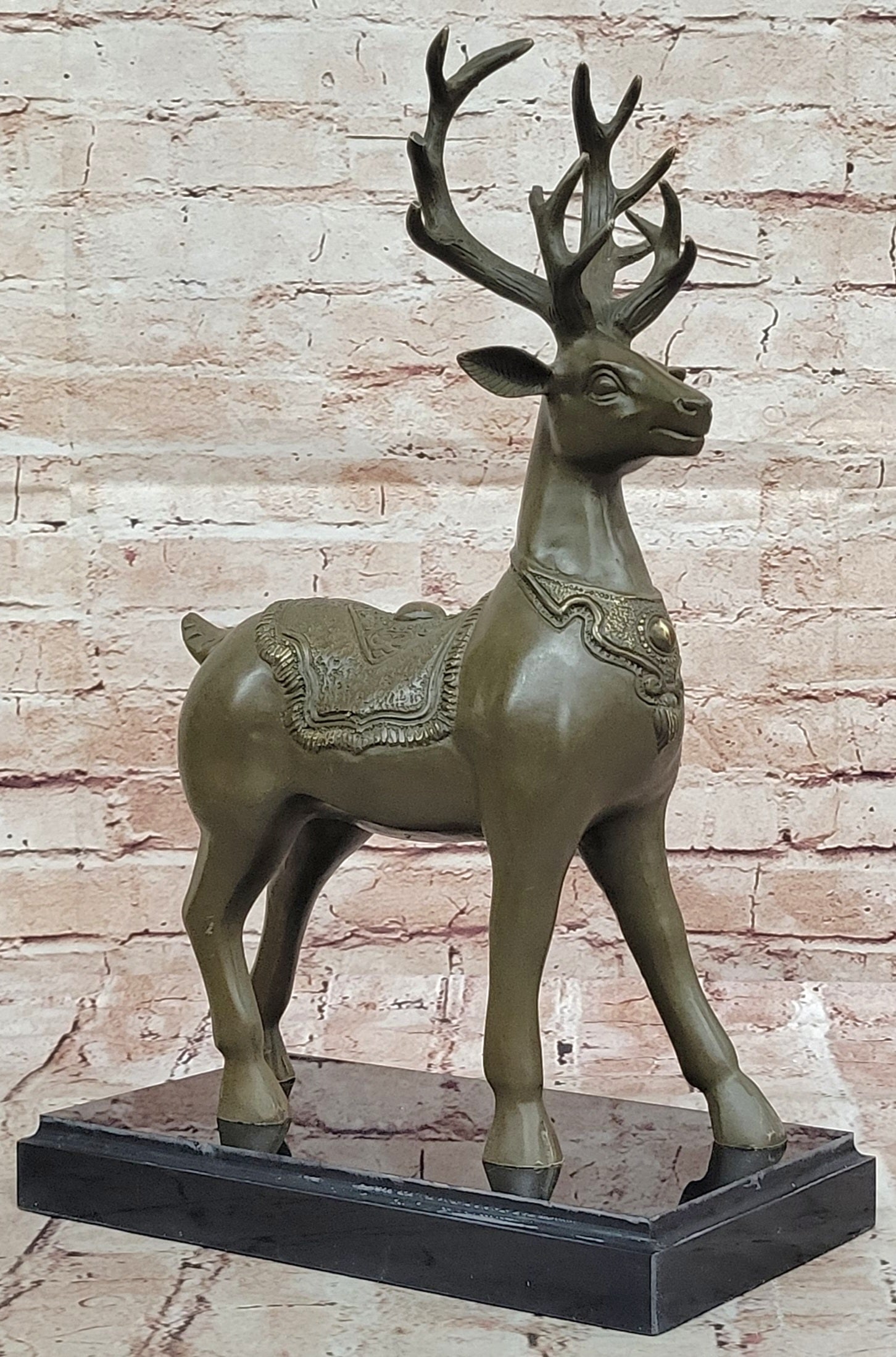 Signed Bugatti Stag Figurine ? Elk Wildlife Bronze Sculpture Home Office Decor: Condition: This sculpture is in perfect condition. Bronze Dimensions with Marble Base: Height 16" X Width 10.5 Marble Dimensions:10.5" X 5.5" Height without base:15" Weight:14 LBS Inventory:53GTS83071
