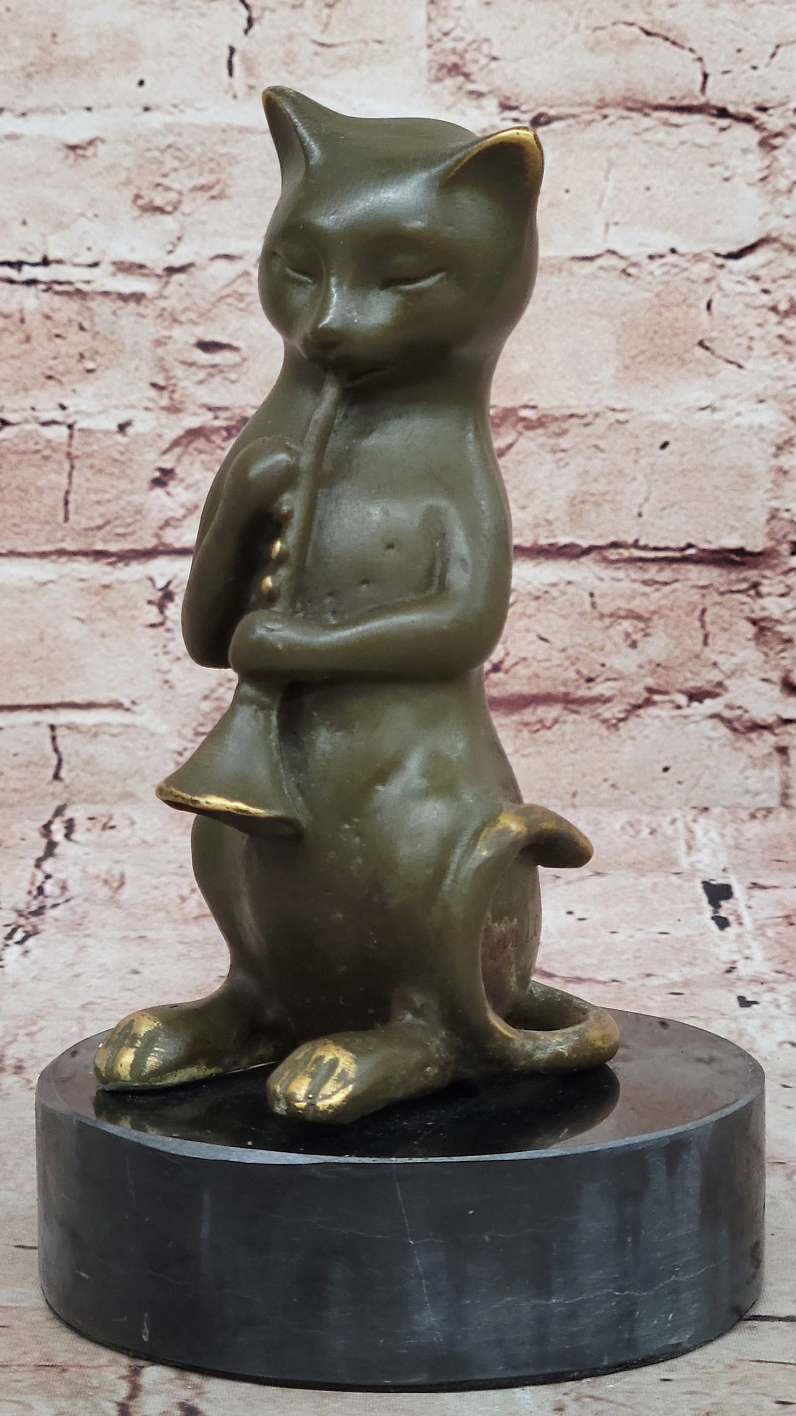 Cute Musical Cat Bronze Statue Sculpture Signed by Milo Office Art Collectible Figurine: Condition: This sculpture is in perfect condition. Bronze Dimensions with Marble Base: Height 8" X Width 4.5" Marble Dimensions: Diameter 4.5" Height without base:7" Weight:5 LBS Inventory:28GTS08182 