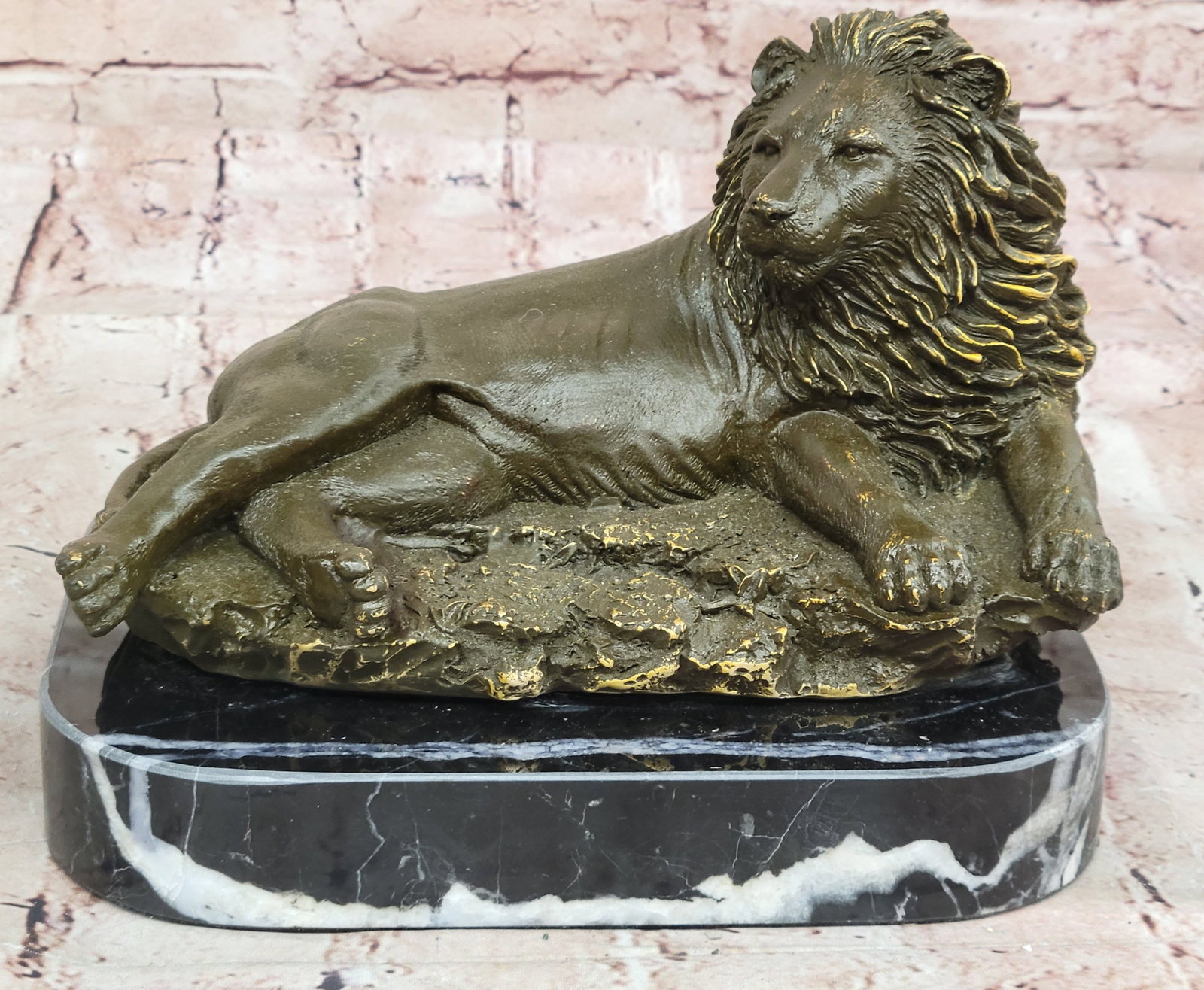 Majestic Lion Bronze Statue by Barye Sculpture Wildlife Home Office Art Collectible: Condition: This sculpture is in perfect condition. Bronze Dimensions with Marble Base: Height 7" x Width 9" Marble Dimensions 9" X 7" Height without base:6" Weight:12 LBS Inventory:27GTS7166572 Celebr