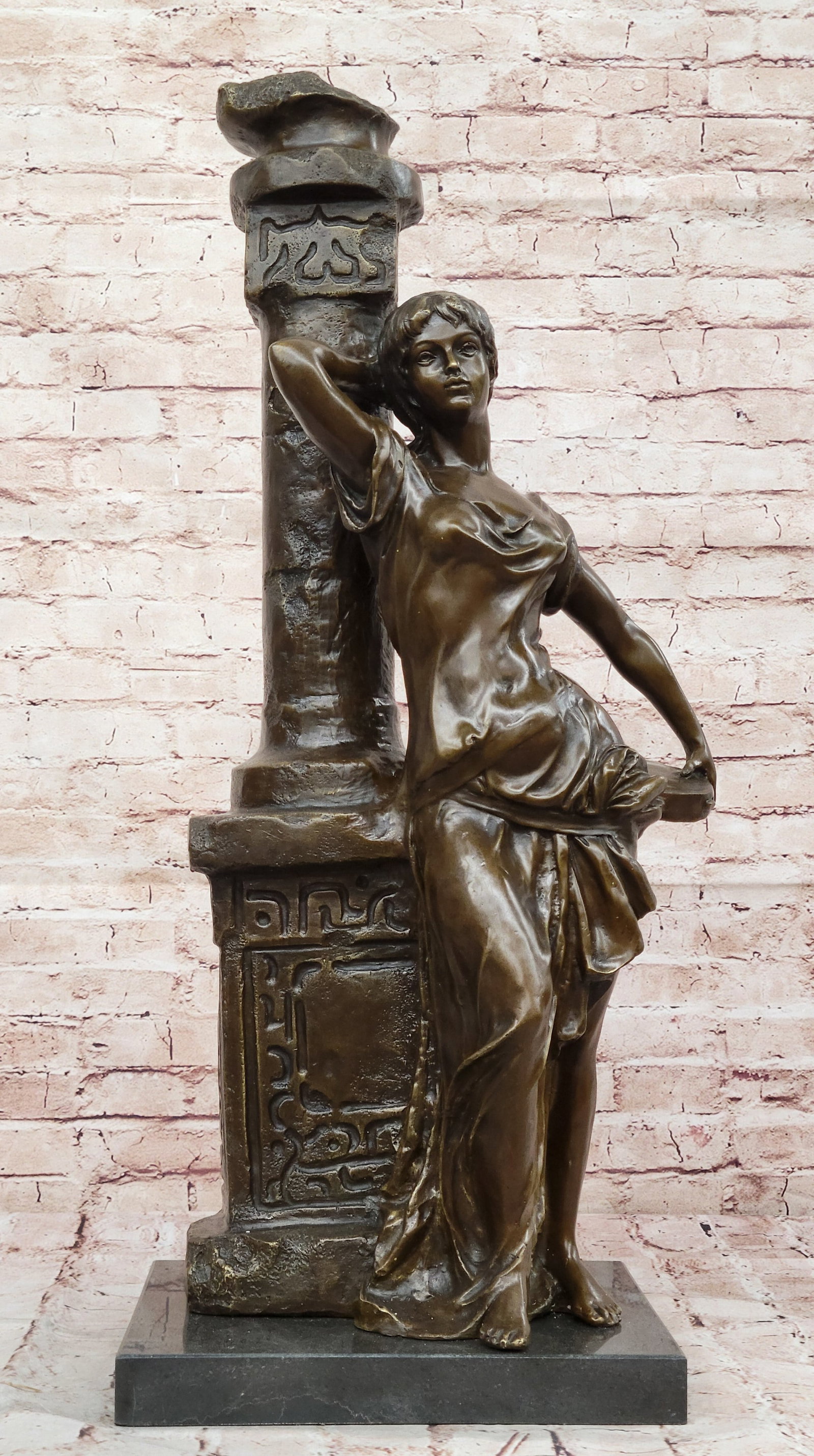 Heavy Bronze Sculpture Statue Classical Woman Signed A Moreau Display Artwork: Condition: This sculpture is in perfect condition. Bronze Dimensions with Marble Base: Height 31" X Width 12" Marble Dimensions:12" X 10" Height without base:30" Weight:72 LBS Inventory:43YRD32530034 