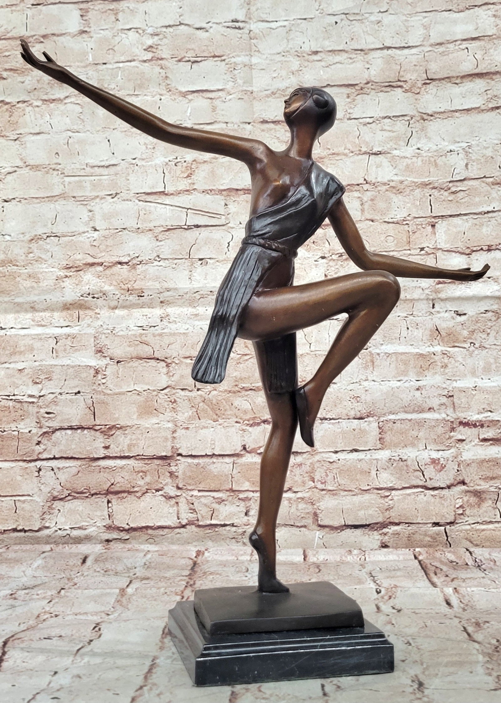 Limited Edition Signed Dancer by Collett Genuine Bronze Sculpture Art Deco: Condition: This sculpture is in perfect condition. Bronze Dimensions with Marble Base: Height 17" X Width 16" Marble Dimensions:5.5" X 5.5" Height without base:16" Weight:7 LBS Inventory19576385891 Th