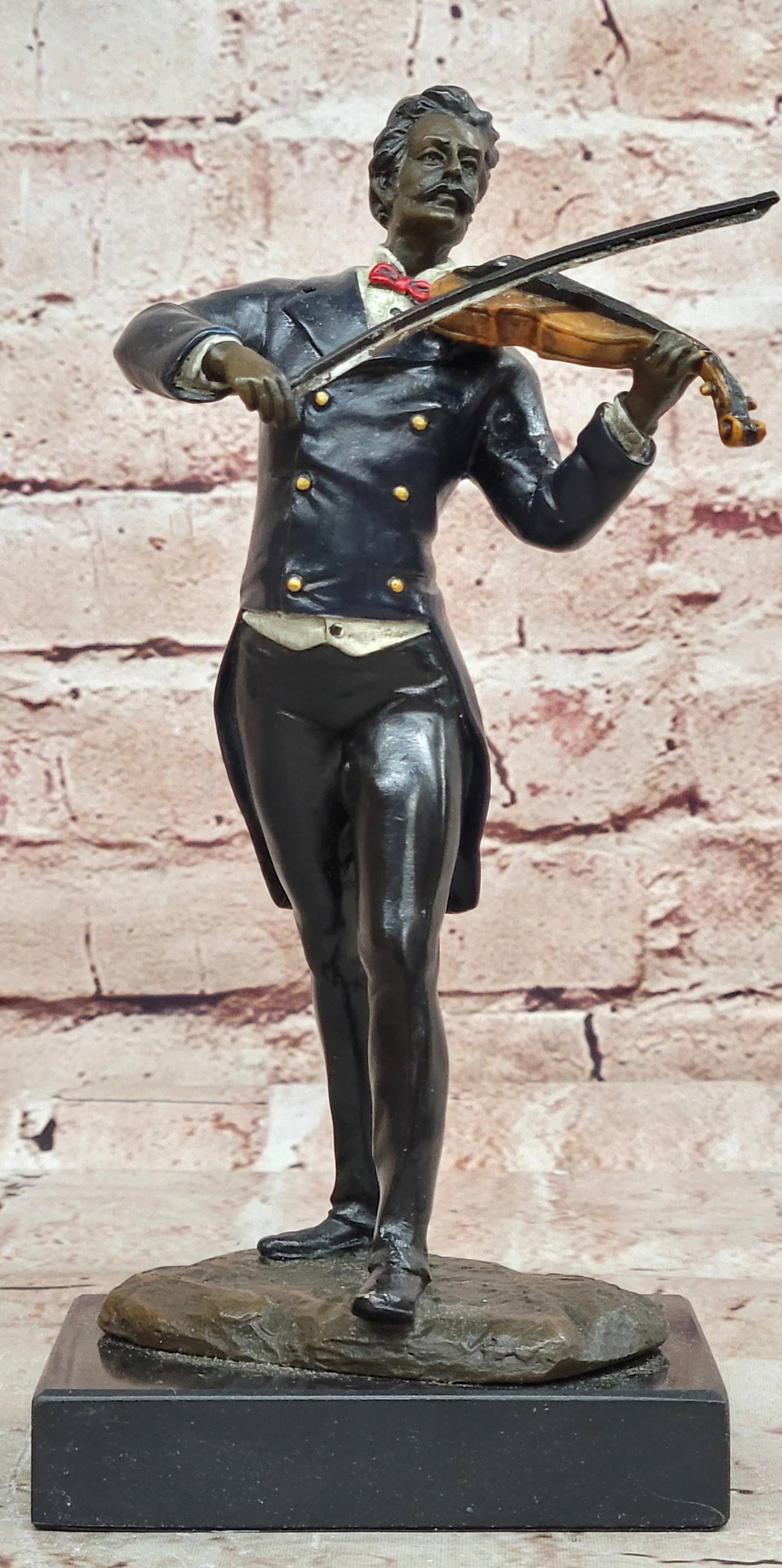 Bronze Composer Johann Strauss Musician Figure Hot Cast Collectible Statue: Condition: This sculpture is in perfect condition Bronze Dimensions with Marble Base: Height 9" X Width 4" Marble Dimensions: 4" X 3" Height without base:8" Weight:4 LBS Inventory:28EPA133MC4682 This 