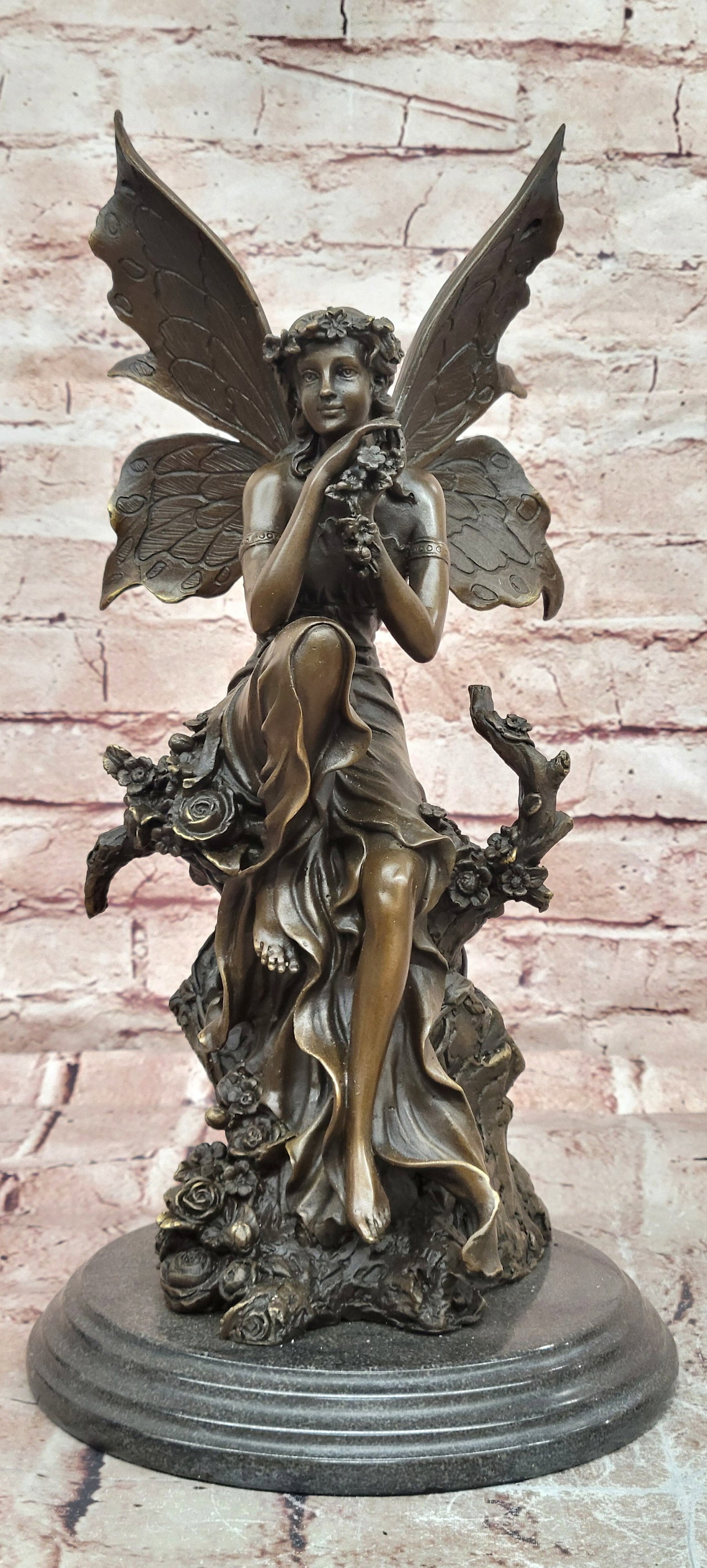 Cesaro Winged Fairy Bronze Statue Highly Detailed Mythical Artwork Art: Condition: This sculpture is in perfect condition. Bronze Dimensions with Marble Base: Height 15" X Width 7.5" Marble Dimensions: Diameter 7.5" Height without base:14" Weight:11 LBS Inventory:21EPA246