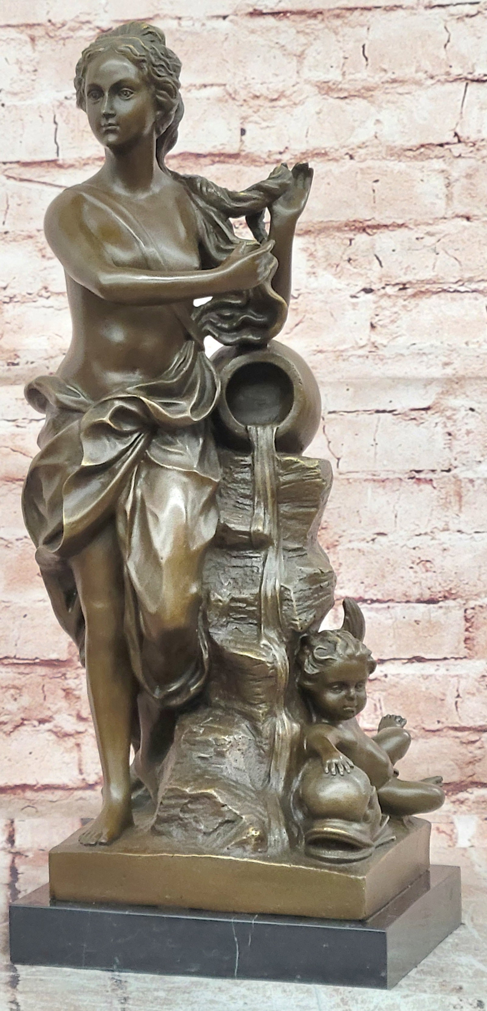 Bronze Goddess Venus and Cupid Statue Signed Cesaro Fine Art Sculpture: Condition: This sculpture is in perfect condition Bronze Dimensions with Marble Base: Height 19.5" X Width 8" Marble Dimensions:8" X 7.5" Height without base:18" Weight:28 LBS Inventory:89EP12220898 T