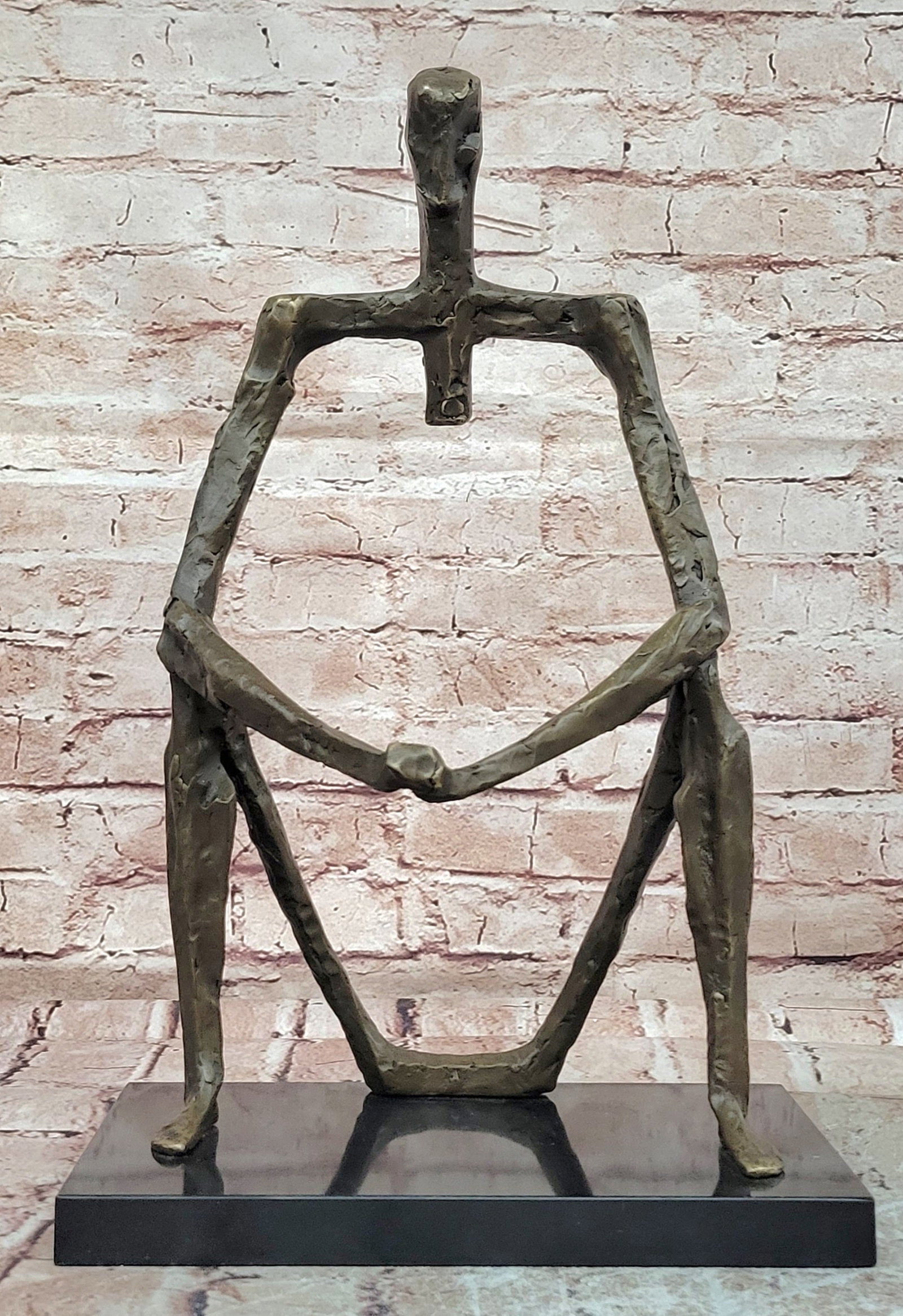 Juno Bronze Surrealist Man Sculpture Modern Abstract Figurine Art Decor: Condition: This sculpture is in perfect condition. Bronze Dimensions with Marble Base: Height 16.5" X Width 10" Marble Dimensions:10" X 6" Height without base:15.5" Weight:12 LBS Inventory:47EPA706112