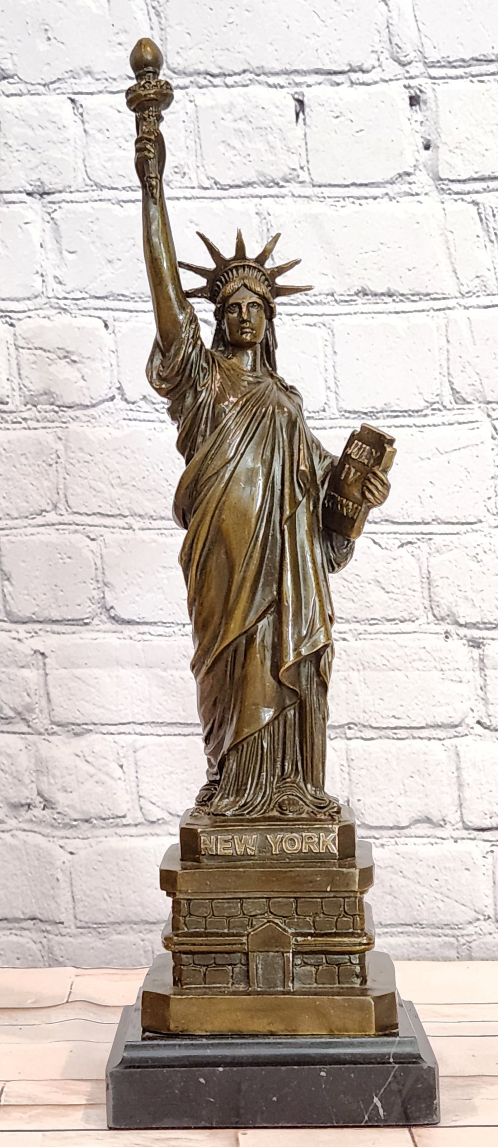 Bronze Statue of Liberty Sculpture Signed Fisher Fine Art Home Office Decor: Condition: This sculpture is in perfect condition. Bronze Dimensions with Marble Base: Height 16" x Width 4.5" Marble Dimensions:4.5" X 4.5" Height without base:15.5" Weight:7 LBS Inventory:16GTS211-3