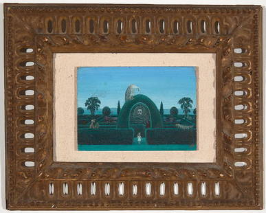 Jean Jones Jackson, untitled: Jean Jones Jackson (1907-1984), oil on masonite, circa 1975, Signed JJJ lower right. 3-3/4" X 5-1/4", frame: 9-1/4" X 11-5/8". Jackson was active and lived in New York and North Carolina. Known