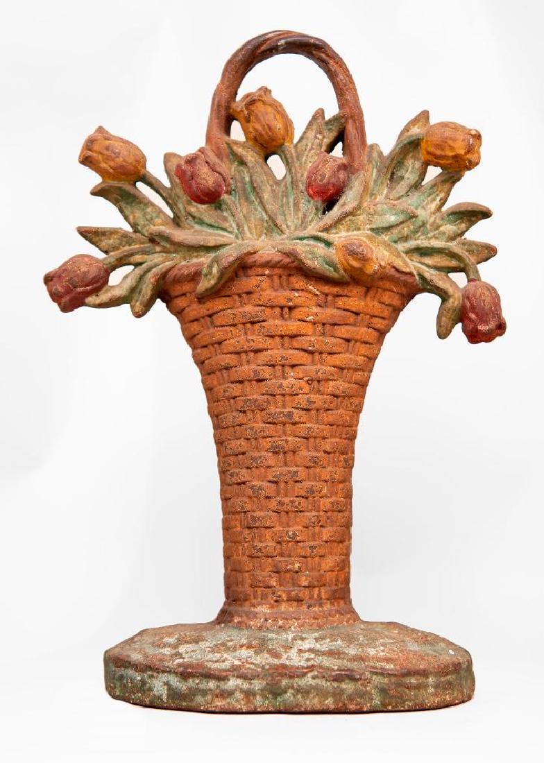 Large Cast Iron Flower Basket Doorstop (1 of 3)
