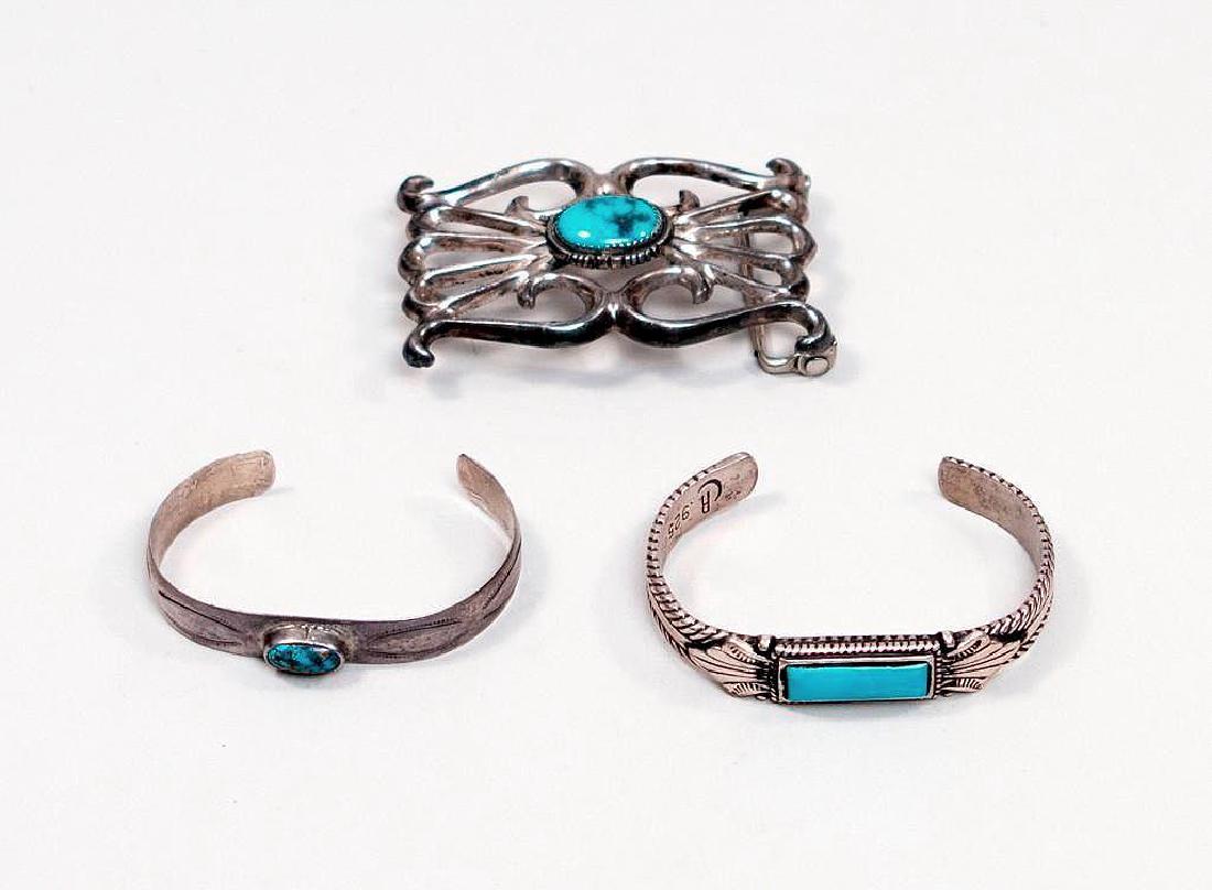 Native American Jewelry Silver and Turquoise lot of 3 (1 of 6)