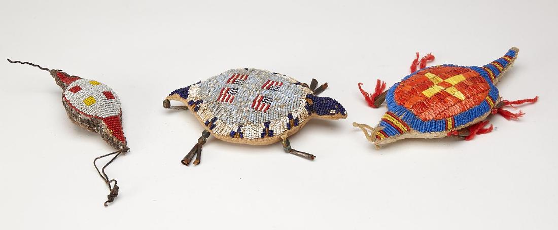 Three Native American Beaded and Quilled Turtles (1 of 2)