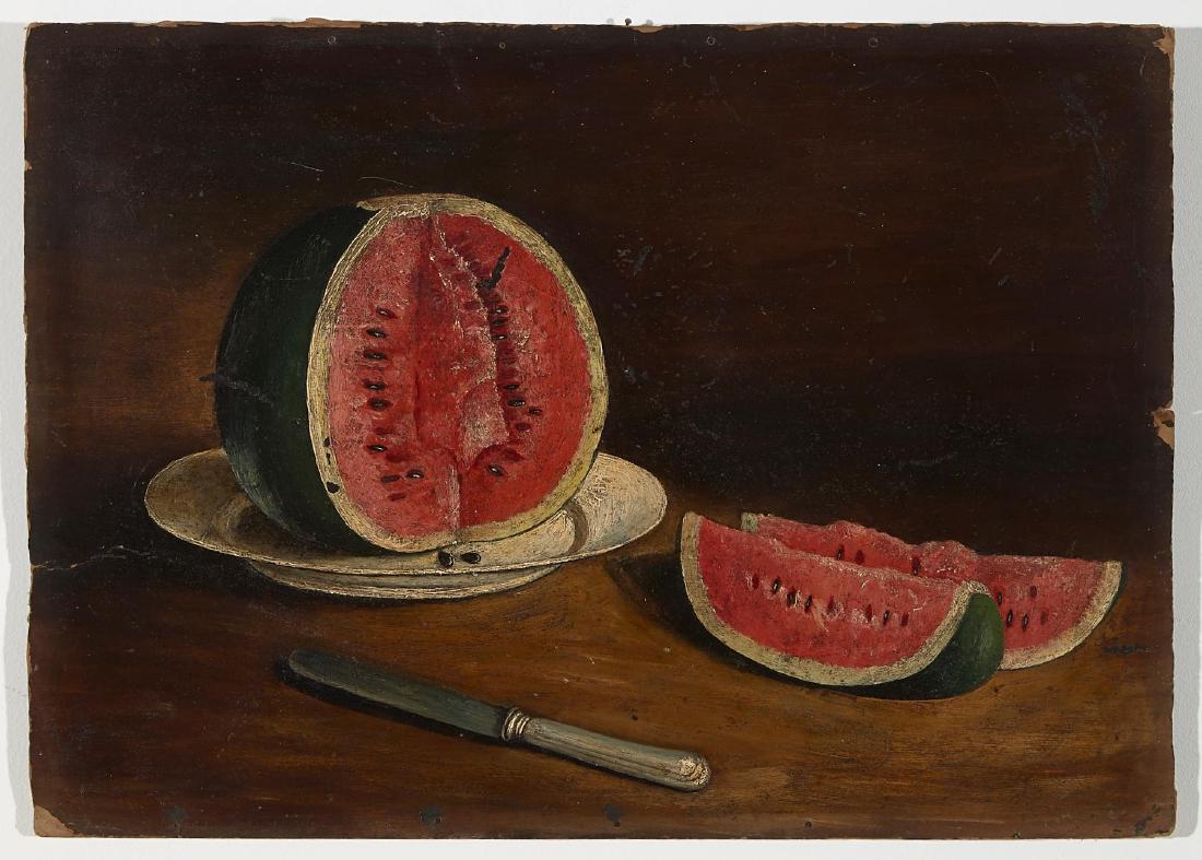 Primitive Watermelon Still Life Painting (1 of 2)