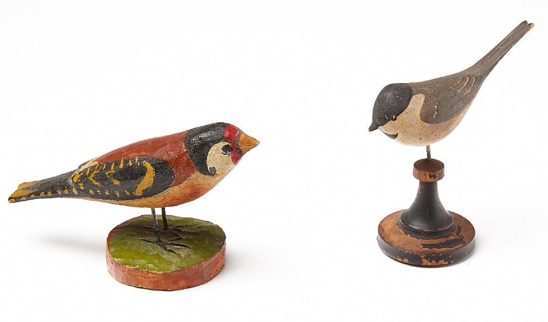Two Miniature Carved and Painted Songbirds (1 of 14)