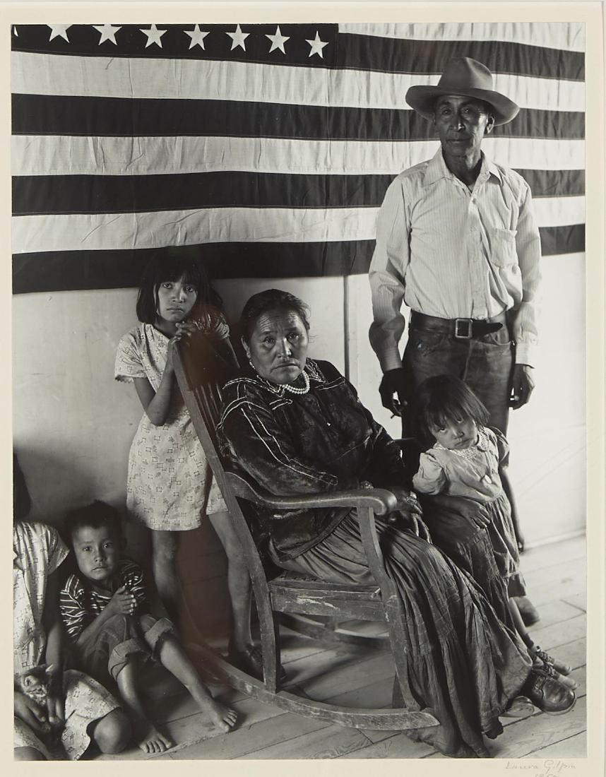 Laura Gilpin- Francis Nakai and Family with Flag-1950 (1 of 9)