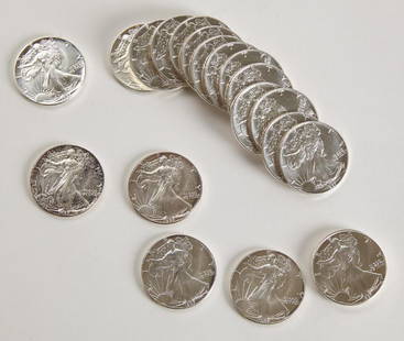 19 American Eagle Silver Dollars: 19 - 1987 American Eagle Silver Dollars.