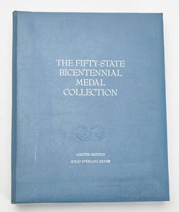 Franklin Mint 50 State Bicentennial Medals 50ozt Sterl: Franklin Mint 50 State Bicentennial Medal Collection. Sterling silver. Each medal marked sterling and hallmarked on the edge. 50 medals, 10 pages. 50ozt