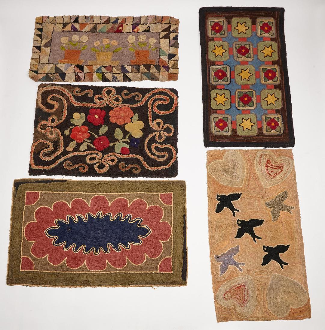 Five Antique Hooked Rugs (1 of 1)