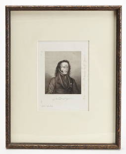 Ludwig Emil Grimm etching - Paganini: Ludwig Emil Grimm etching - Paganini dated 1830. Matt window size 10-1/2" x 7-1/2". Overall framed size 21" x 17" Ludwig Emil Grimm lived and worked mostly in the household of his famous brothers in K
