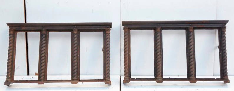 Pair of Ornate Cast Iron Standing Heating Grates: Brewster Mansion-Pair of Interior Cast iron standing Ornate Heating Grates. Each 30"h x 51-3/8"w x 5-7/8"d. Preview inspection for Brewster Architectural Elements by appointment. Call