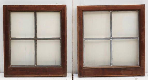 27-Leaded glass windows. Walnut or tropical wood: Brewster Mansion-27 leaded glass windows. 26"h x 23"w x 1-3/4"d Preview inspection for Brewster Architectural Elements by appointment. Call 203-777-7760.Designed by Stephenson and Wheeler of New